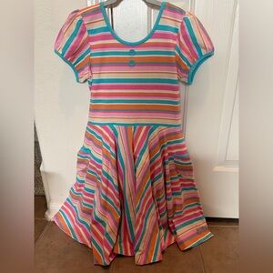 Eleanor Rose Pink Teal Orange Stripe Dress Size 14-16